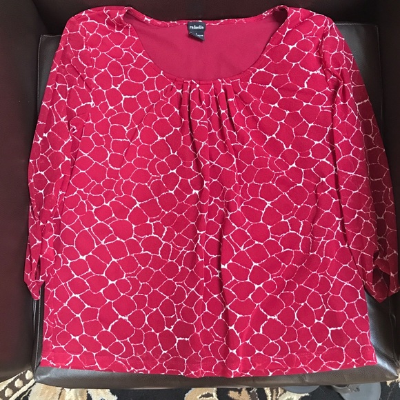 Red & White Patterned Blouse - Picture 1 of 2